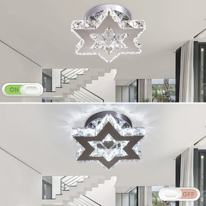 Modern K9 Crystal Chandelier Cool White Living Room Star Design Ceiling Light for Kitchen Living Room