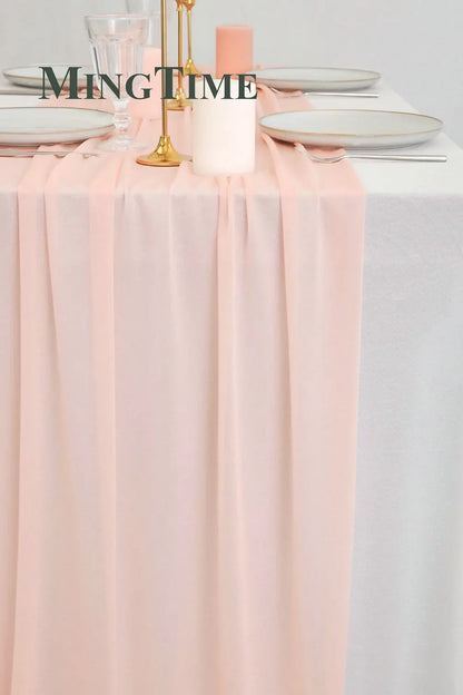 Sheer Chiffon Luxury Solid Colorful Table Runner Blue Rustic Boho Wedding Party Bridal Shower Birthday Home Christmas Decoration