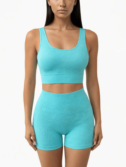 2Piece Workout Sets for Women Seamless High Waist Yoga Shorts With Sports Bra Outfits