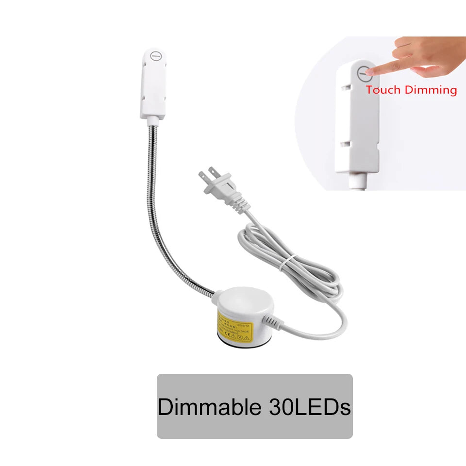 Dimmable Sewing Machine LED Lights Flexible Work Lamp Industrial Lighting Magnetic Sewing Light 20/30LEDs for Drill Press Lathe