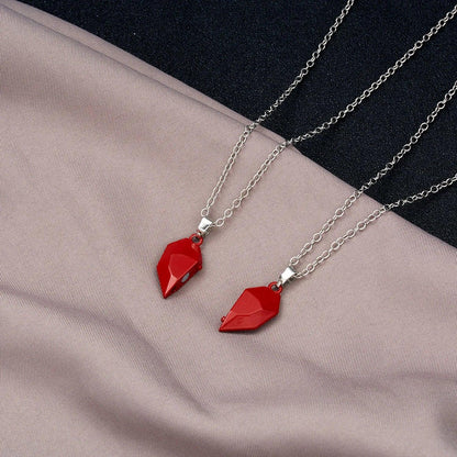 2Pcs Magnetic Heart Couple Necklace For Women Valentine's Day Sweater Chain For Best Friend Lovers Wedding Party Gift Jewelry