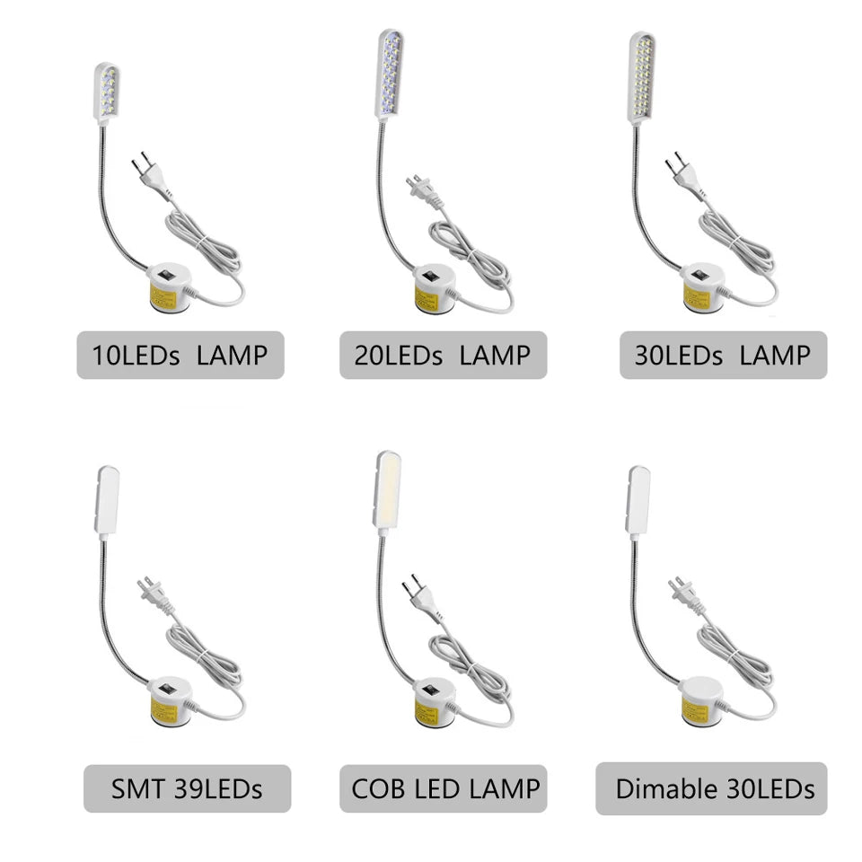 Dimmable Sewing Machine LED Lights Flexible Work Lamp Industrial Lighting Magnetic Sewing Light 20/30LEDs for Drill Press Lathe