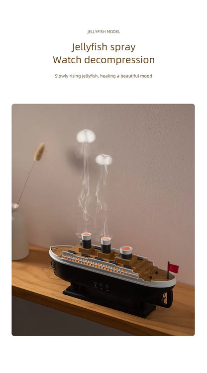 2025 Electric Ship Diffuser Humidifier Ultrasonic Essential Oil Jellyfish Diffuser Desktop Smart Home Boat Diffuser for Office