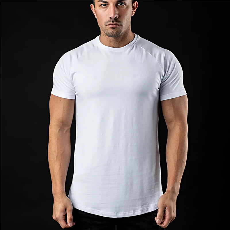 Plain T Shirt Men New Fashion Tee Shirts Summer Cotton Short Sleeve Tshirt Fitness Mens Gym Clothing Casual Sports T Shirts