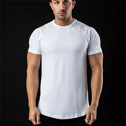 Plain T Shirt Men New Fashion Tee Shirts Summer Cotton Short Sleeve Tshirt Fitness Mens Gym Clothing Casual Sports T Shirts