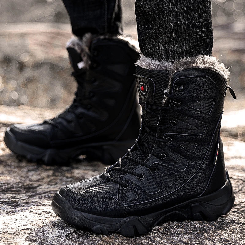 Winter Waterproof Men Boots Plush Super Warm Snow Boots Men Sneakers Ankle Boots Outdoor Men's Desert Boots Botas Hombre