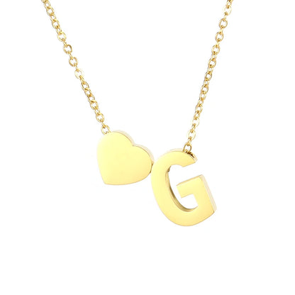 A-Z Alphabet Choker Personalized Style Tiny Heart with Initial Letter Necklace for Women 18K Gold Stainless Steel Jewelry