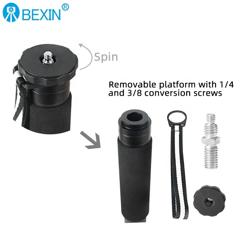 BEXIN Wholesale Professional Flexible Lightweight Portable Camera Carbon Fiber Monopod for Dslr Camera Photography