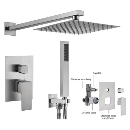 Shower System with Stainless Steel Shower Head for Bathroom Hotel Outdoor Brushed Golden Concealed Shower Set