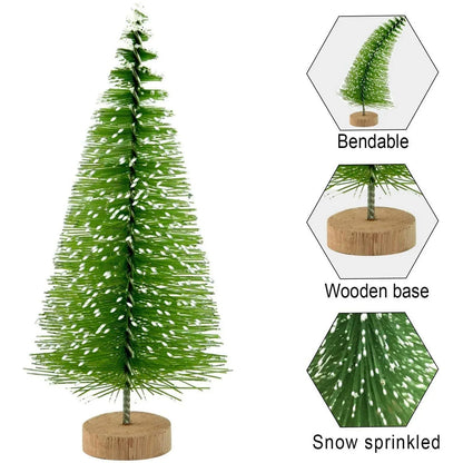 10 Pcs 4.5cm Decorated Christmas Tree Fake Pine Tree Mini Artificial Christmas Tree Santa Snow Navidad Xmas Decor Noel New Year