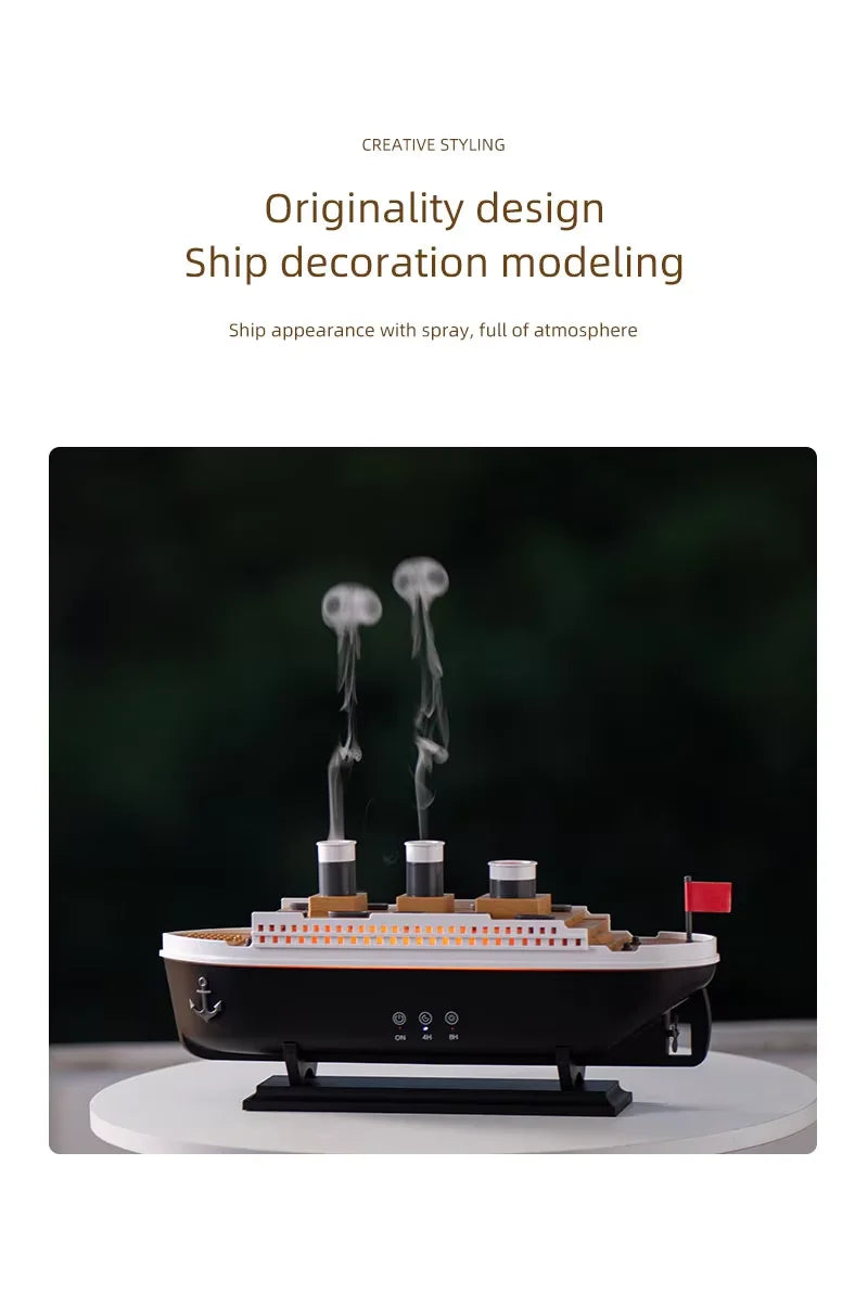 2025 Electric Ship Diffuser Humidifier Ultrasonic Essential Oil Jellyfish Diffuser Desktop Smart Home Boat Diffuser for Office