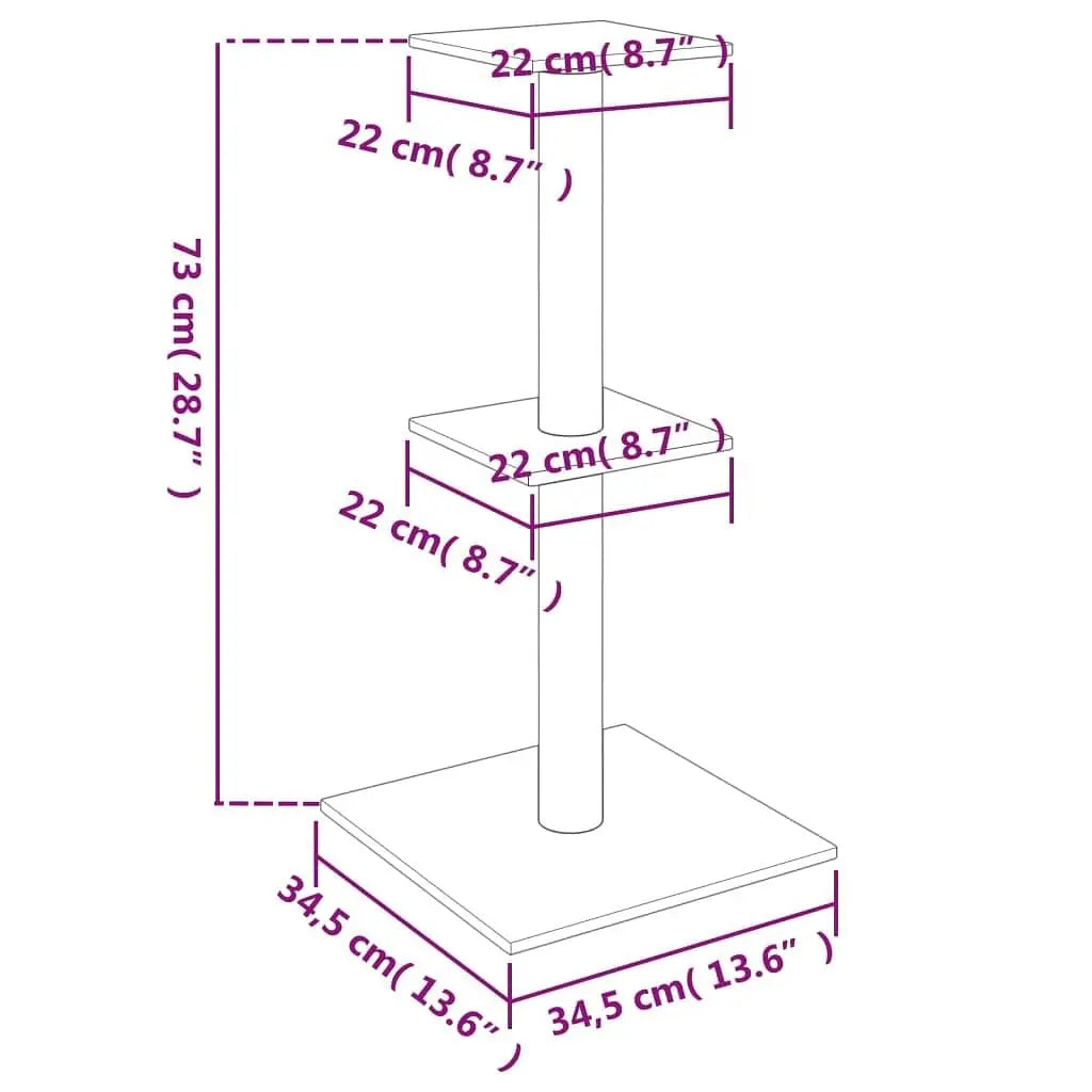 W2B VidaXL Modern Cream Cat Tree 28.7 in Tall Engineered Wood and Wool Plush with Sisal for Cats Toy