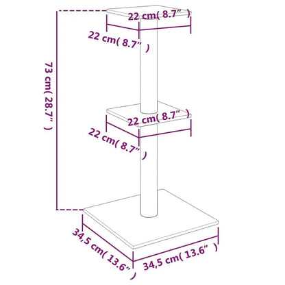 W2B VidaXL Modern Cream Cat Tree 28.7 in Tall Engineered Wood and Wool Plush with Sisal for Cats Toy