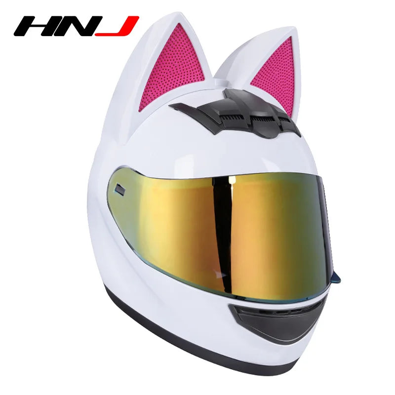 Fashionable Motorefit Motorcycle Car Ear Helmet Women Moto Full Face Motorbike Helmet Motocross Catwoman Helmet with Cat Ear