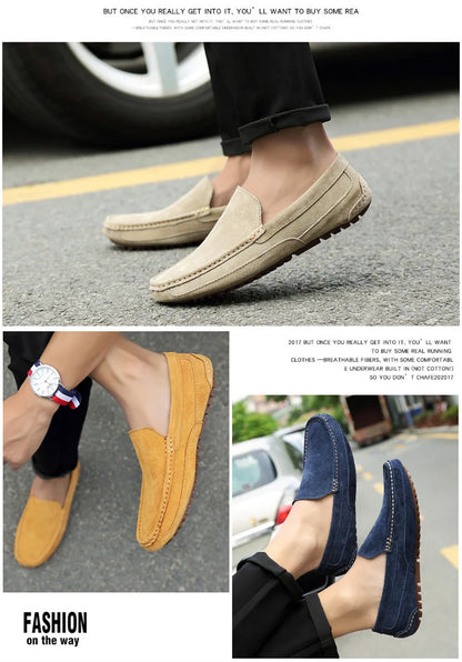 Suede Leather Man Loafers Luxury 2021 Casual Shoes For Men Boat Shoes Handmade Men Slipon Driving Shoes Male Moccasins Zapatos99