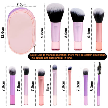 Travel Makeup Brush Set With Premium Synthetic Kabuki Powder Foundation Concealer and Lips Brush Kit for Travel Angled Brush