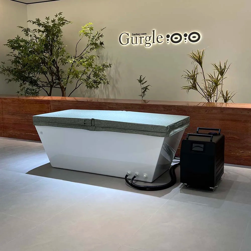 Gurgle Local Stock US Acrylic Freestanding Cold Plunge Tub Rectangular White Ice Bath Tub With Chiller for Sports Recovery