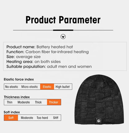 7.4V 2200mAh Rechargeable Battery Heated Hat Winter Warm Heating Hat Cold Weather Thermal Beanies Heated Hat for Men Women