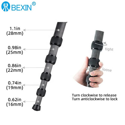 BEXIN Wholesale Professional Flexible Lightweight Portable Camera Carbon Fiber Monopod for Dslr Camera Photography