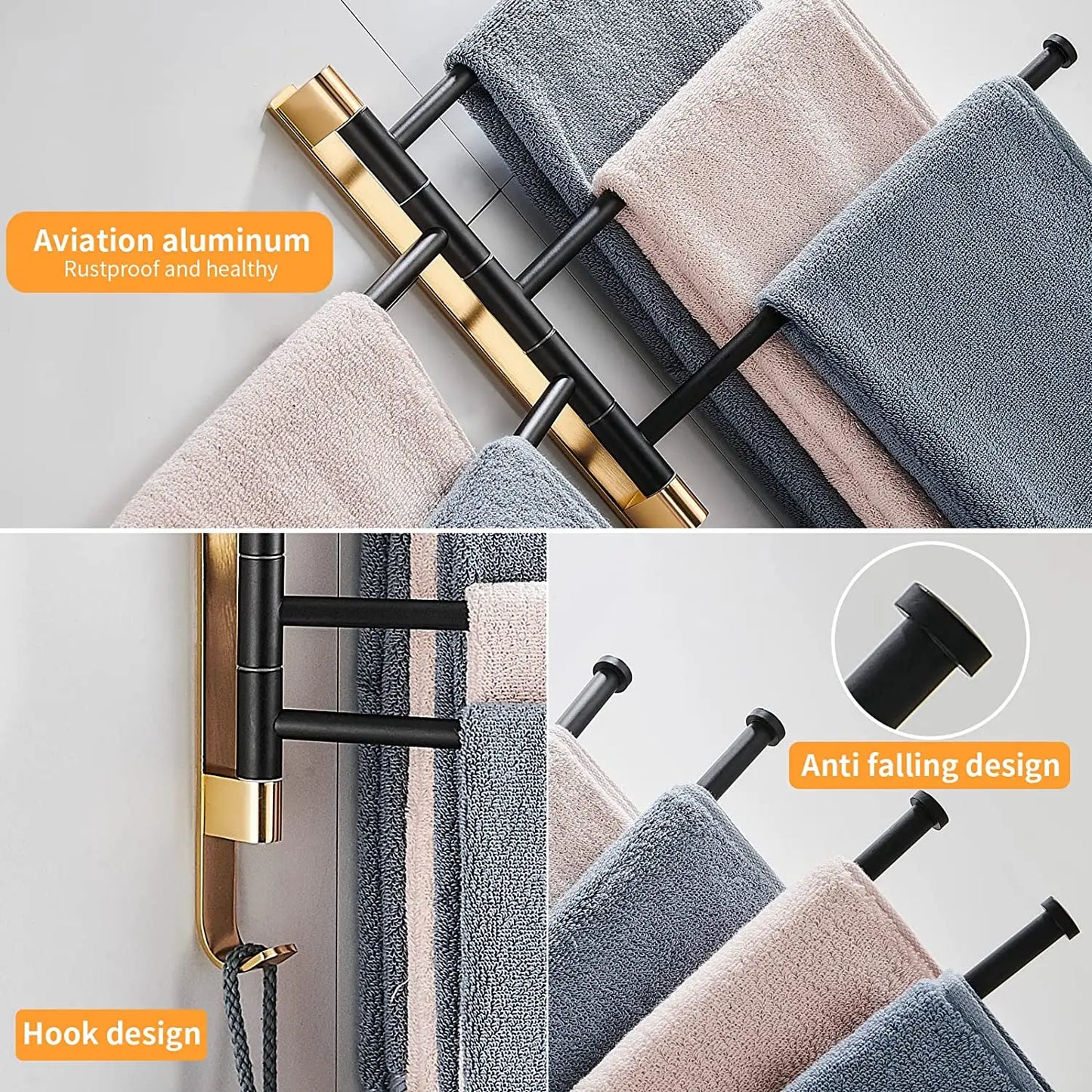 Folding Towel Rack Bathroom Accessories Wall Mount Towel Holder