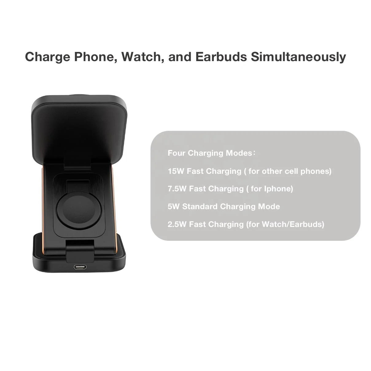 3 in 1 Foldable Magnetic Wireless Charger Multifunction Phone Charging Stand Chargers Wireless Charger