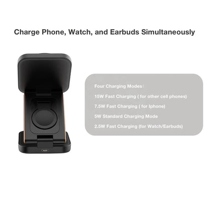3 in 1 Foldable Magnetic Wireless Charger Multifunction Phone Charging Stand Chargers Wireless Charger