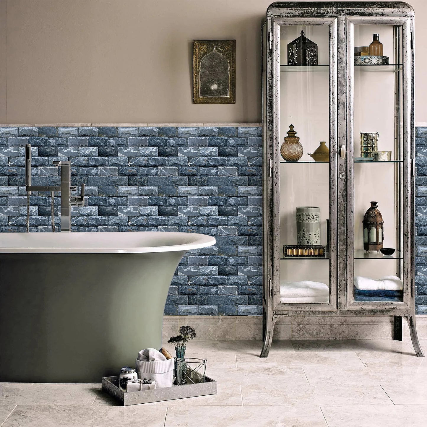 10 Pcs 13.5 X 11.5 Inch Self Adhesive Tile Stickers Waterproof PVC+PE Backsplash Tile Peel and Stick Wall Tiles for Kitchen