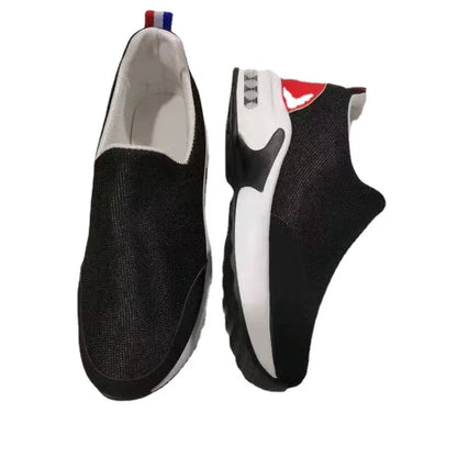 Women's Casual Sneakers Walking Style Shoes with Large Size and Height Increasing Cushion Color Matching Slip-On Shoes