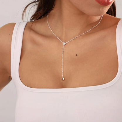 Dainty Fashion Silver Plated Zircon Y-Necklace Autumn Hot Sale Necklace for Women Chain Link Necklace Trendy Designs Y-Neckalce