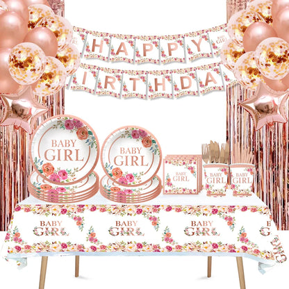 92Pcs/Set In-Stock Hot Stamping Series Kit Party Supplies Disposable Tableware Set for Birthday Festival Party Tableware Decor