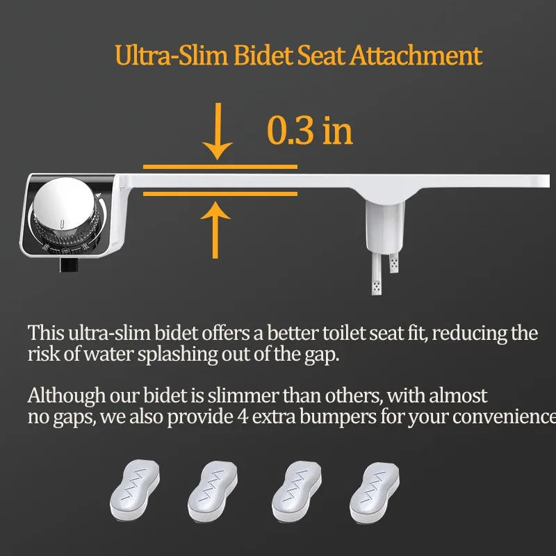 Ultra Slim Dual Nozzle Bidet Seat Sprayer Non-Electric Retractable Adjustable Water Pressure Modern ABS Plastic Hotels
