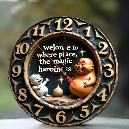 10-Inch Wood Wall Clock for a Writer with a Quill Pen and Inkwell by PDG ibma