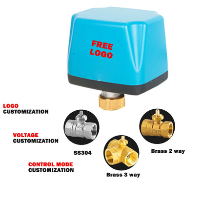 DN15 DN20  3-way Two Wire One Control Electric Ball Valve DC9-24V AC110V- 220V  Brass Motorized Control Actuator  Ball Valve