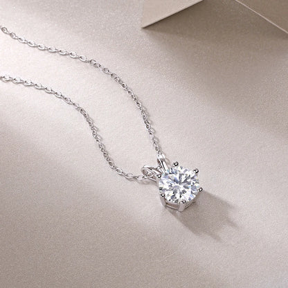 RTS Wholesale 2 Carat Moissanite Pendant Necklace 925 Sterling Silver with 6 Prong Setting Classic Jewelry Women Gift Necklace