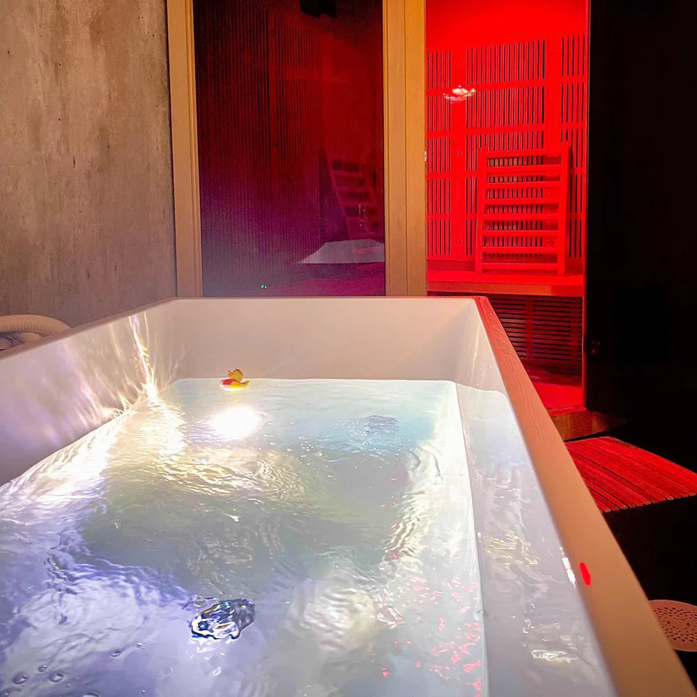 Gurgle Local Stock US Acrylic Freestanding Cold Plunge Tub Rectangular White Ice Bath Tub With Chiller for Sports Recovery