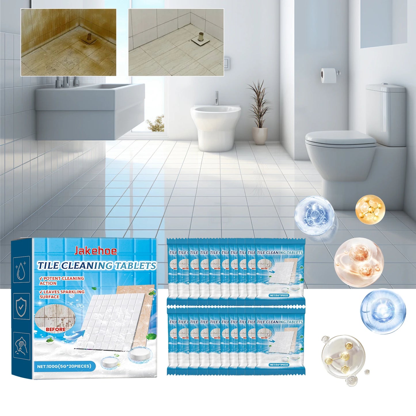 Jakehoe Household Kitchen & Bathroom Floor Tile & Bathtub Cleaner Descaling Polish for Effective Scale Removal