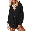 RNSHANGER Autumn Women Solid Color Blouses Casual Waffle Knit Plain Long Sleeve Pocket Shirts for Women