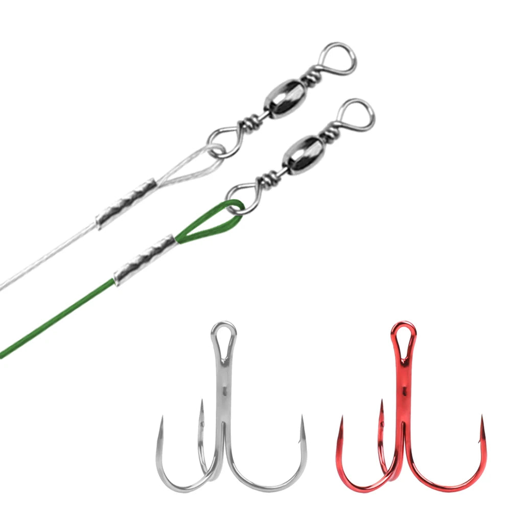 FTK Steel Fishing Line Accessory Tools with Anti-Bite Feature Wire Leader Treble Hooks Lead Core Leash for River Fishing
