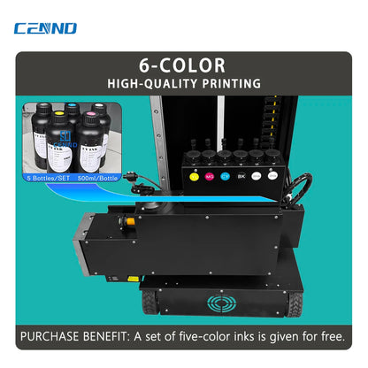 LC-A2C 3D UV Wheel Wall Flatbed Printer DX10 Print Head Portable Semi-Automatic Wall Pen 6-color UV Inkjet Printer