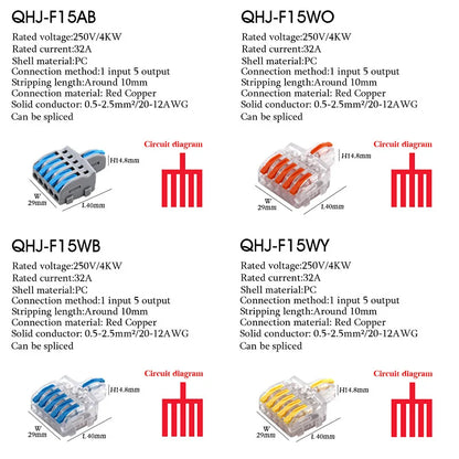 Wire Connector 1 Input Multiple Output Electrical Splitter Push-in Terminal Block Butt Home LED Light Quick Wiring Connectors