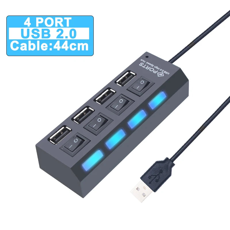 Hub USB 3.0, répartiteur USB 2.0, adaptateur secteur, multi-ports USB 4/7 avec commutateur, accessoires pour PC