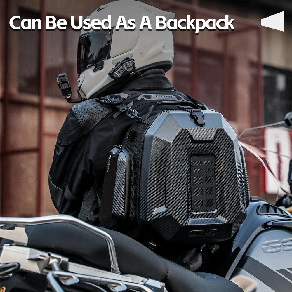 Rhinowalk Waterproof 23L-35L Motorcycle Tail Bag Hard Shell Expandable Rear Seat Bags for Motorbike Adventure