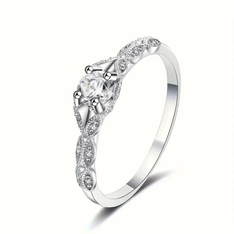 H401 Elegant Silver Ring With Amethyst Stone Prong Setting For Women Engagement Jewelry 925 Sterling Silver Flower Design