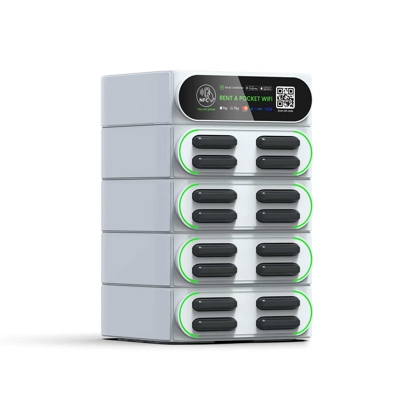 Bajie Charging Rental Station 16 Stack Sharing Power Bank Vending Machine with Mifi Fast Charger Mobile Phone Charging Station