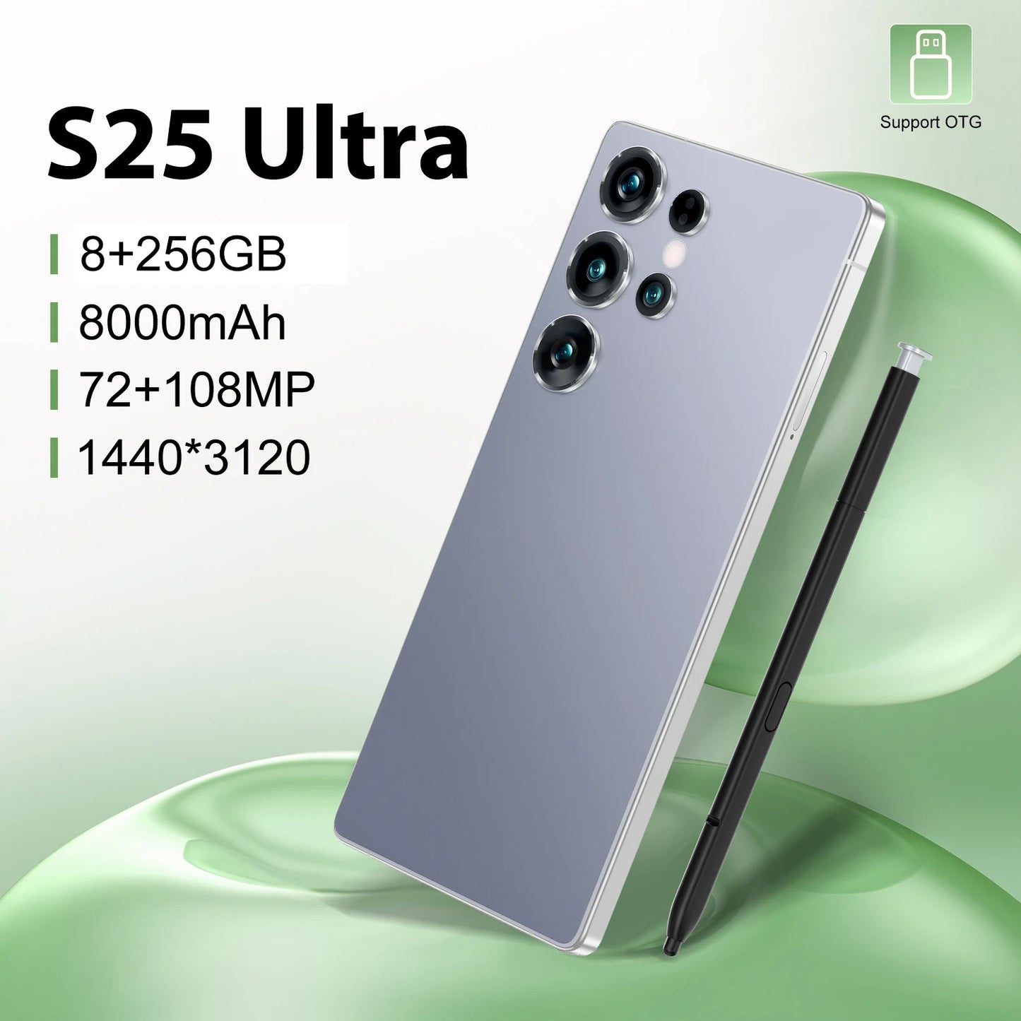 S-Pen Android Phone S25 Ultra Smartphone 7 inch 8+256gb Telephone Fast Charging Unlock 4G WIFI S25 Mobile Phone