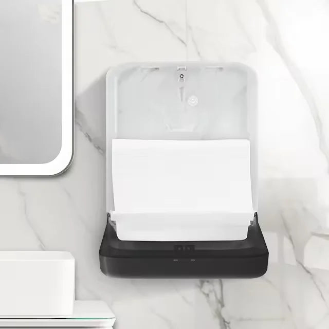 Commercial Black Folded Interleave Hand Pull Toilet Paper Towel Dispenser Wall-Mounted ABS Plastic Eco-Friendly Multifold Manual