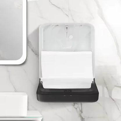 Commercial Black Folded Interleave Hand Pull Toilet Paper Towel Dispenser Wall-Mounted ABS Plastic Eco-Friendly Multifold Manual