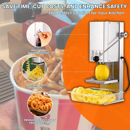 Best Seller Slicer Consistent Output Industrial Potato Chip 200Kg Per Hour Curly Fries Cutter Machine