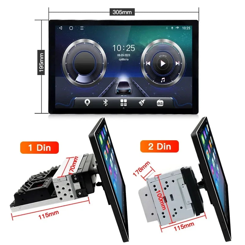 13 Inch 360° Rotation Screen Degree Double Car Multimedia GPS Player Universal 1 Din 2Din Touch Screen DSP BT Call WIFI Carplay