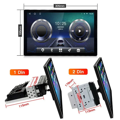 13 Inch 360° Rotation Screen Degree Double Car Multimedia GPS Player Universal 1 Din 2Din Touch Screen DSP BT Call WIFI Carplay